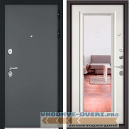 Дверь Бульдорс STANDART 90 Черный шелк / Белый софт 9S-104 с зеркалом